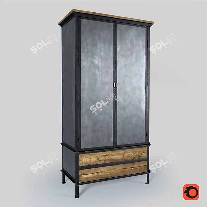 Urban Industrial Loft Wardrobe 3D model image 1