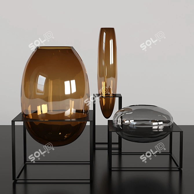 Sleek Fendi Cube Vase Set 3D model image 1