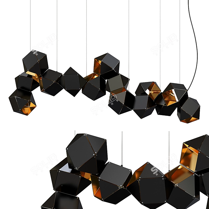 Elegant Black Metal Chandelier 3D model image 1