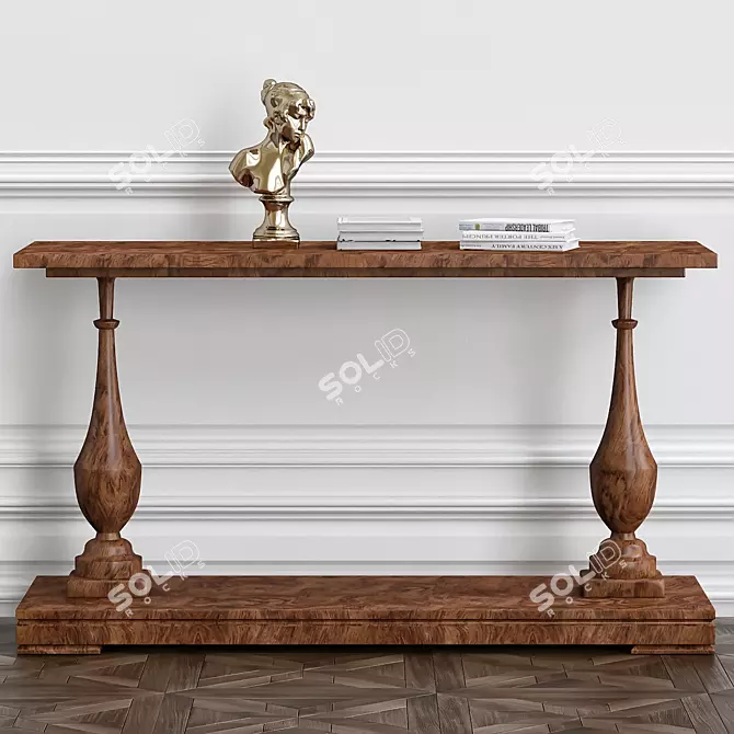 Modern Industrial Console Table 3D model image 1