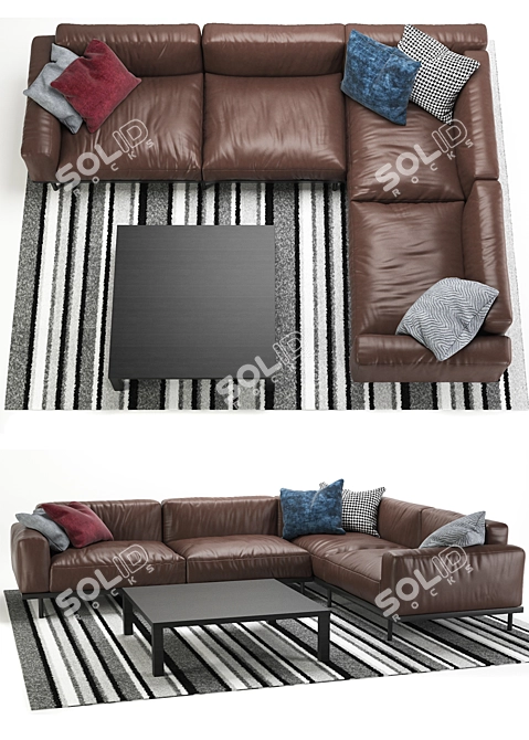 Luxury Naviglio Leather Sofa 3D model image 2