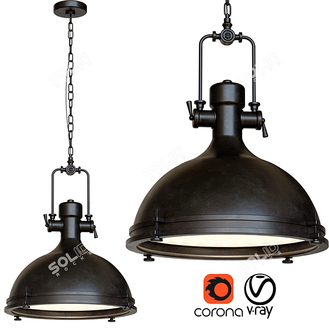 Elegant Black Pendant Lamp 3D model image 1