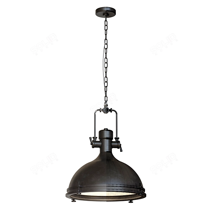 Elegant Black Pendant Lamp 3D model image 2