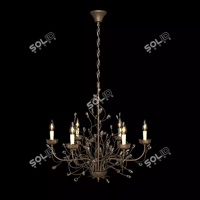 Rustic Iron Branch Chandelier 3D model image 1