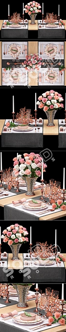 Blooming Elegance: ZARA HOME Table Setting 3D model image 2