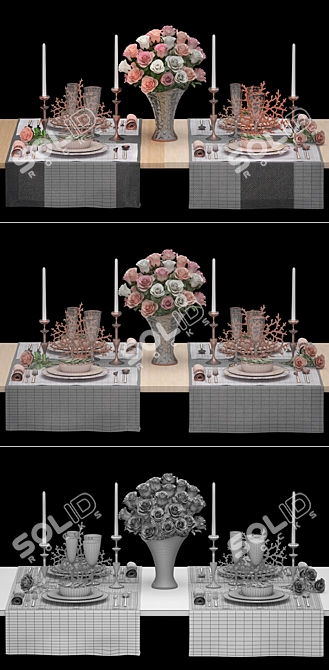 Blooming Elegance: ZARA HOME Table Setting 3D model image 3