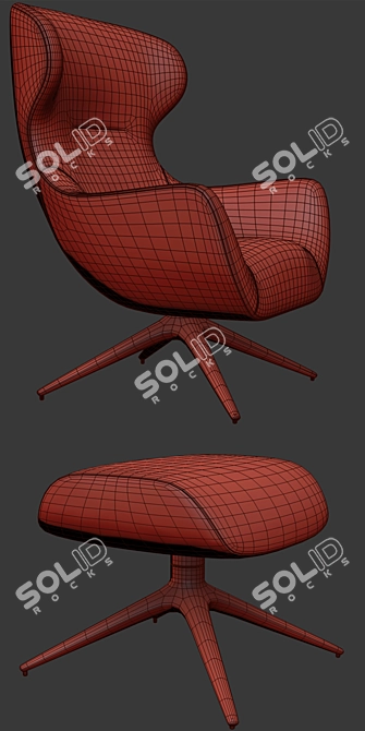 Poliform Mad Joker Revolving Armchair & Ottoman 3D model image 3