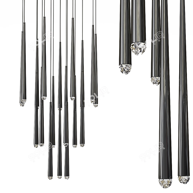 Elegant Black Chandelier - Aquitaine 3D model image 1