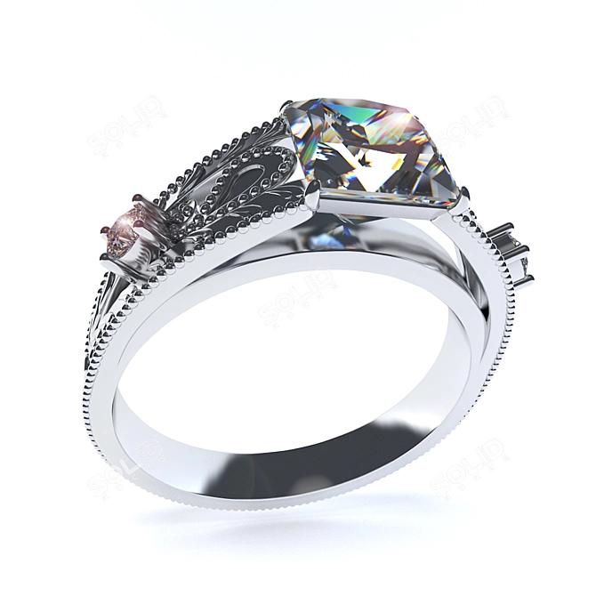 Dazzling White Gold Diamond Ring 3D model image 1