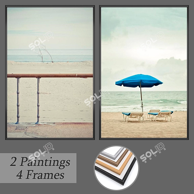 Modern Wall Art Set with 2 Paintings 3D model image 1