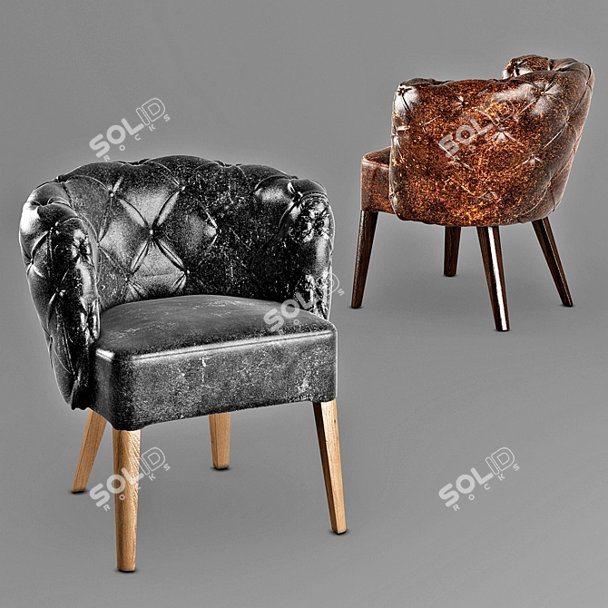 Old Leather Chester Chair 3D model image 1