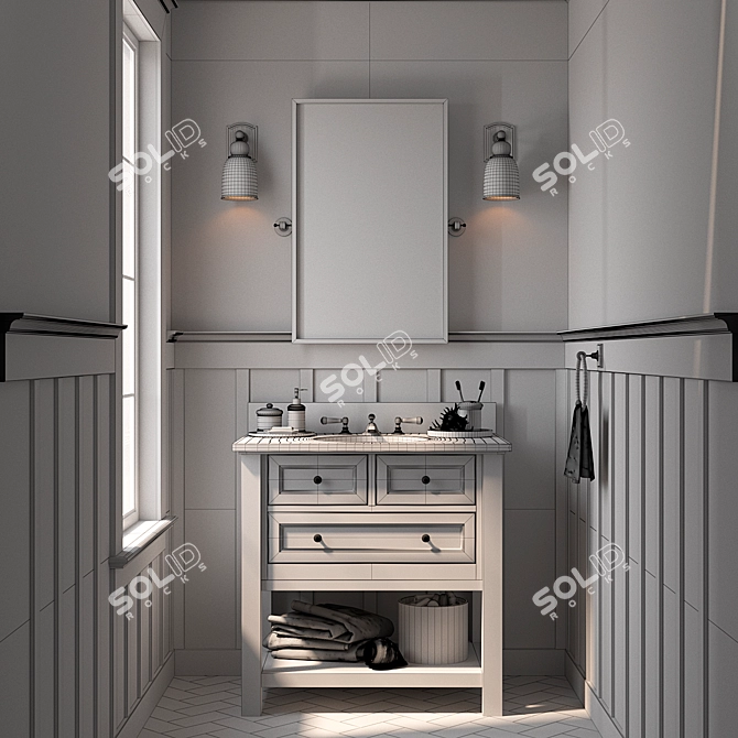 Pottery Barn Classic Single Sink Vanity 3D model image 2