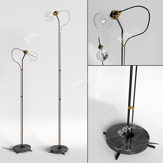 Industrial Five Floor Lamp - Marble, Gold, Bronze 3D model image 1