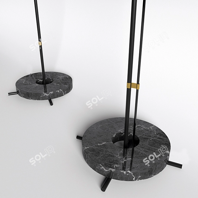 Industrial Five Floor Lamp - Marble, Gold, Bronze 3D model image 2