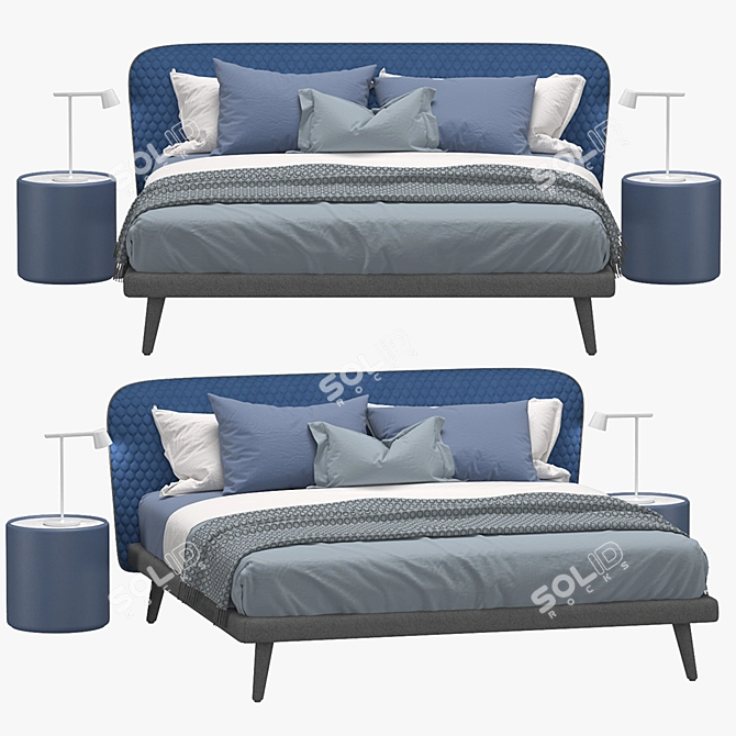 Elegant 3D Bed Model - Bolzan Corolle 3D model image 1