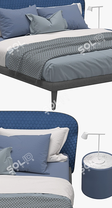 Elegant 3D Bed Model - Bolzan Corolle 3D model image 2