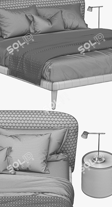 Elegant 3D Bed Model - Bolzan Corolle 3D model image 3