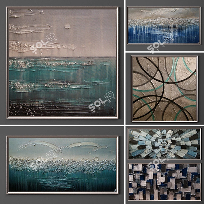 Modern Art Collection - Set of 6 Paintings 3D model image 1