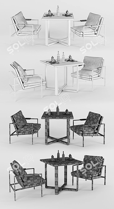 Sleek Chrome Leather Lounge Chairs 3D model image 3