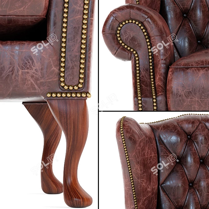 Elegant Queen Wing Chair 3D model image 2