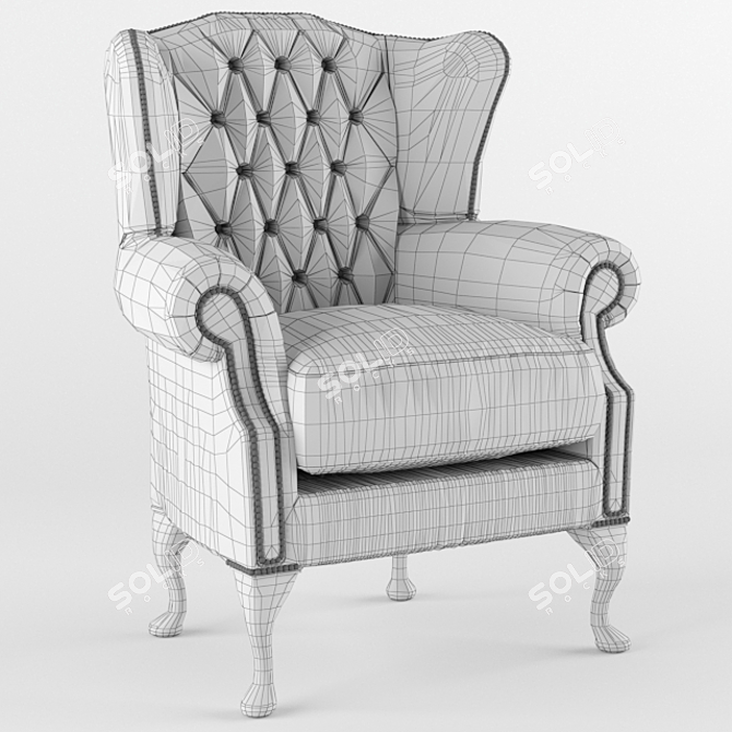 Elegant Queen Wing Chair 3D model image 3