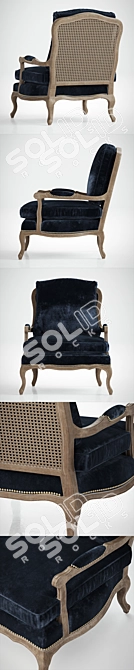 Blue Velvet French Bergere Chair 3D model image 2