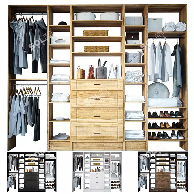 Modular Open Wardrobe with Customizable Storage 3D model image 1