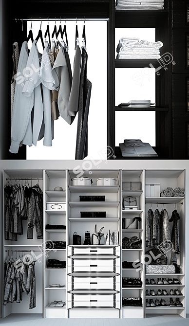 Modular Open Wardrobe with Customizable Storage 3D model image 3