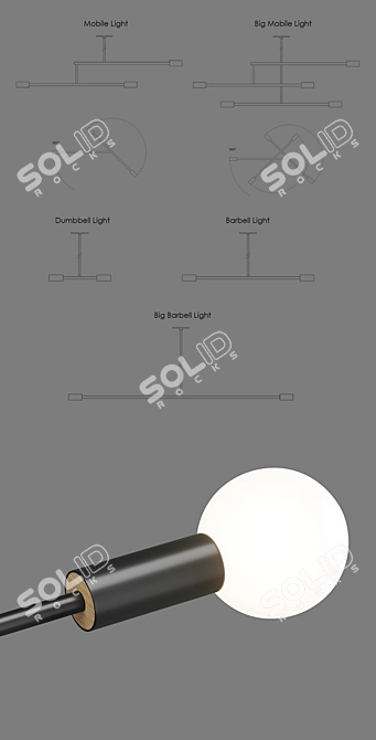 Modern Steel and Wood Mobile Lights 3D model image 2