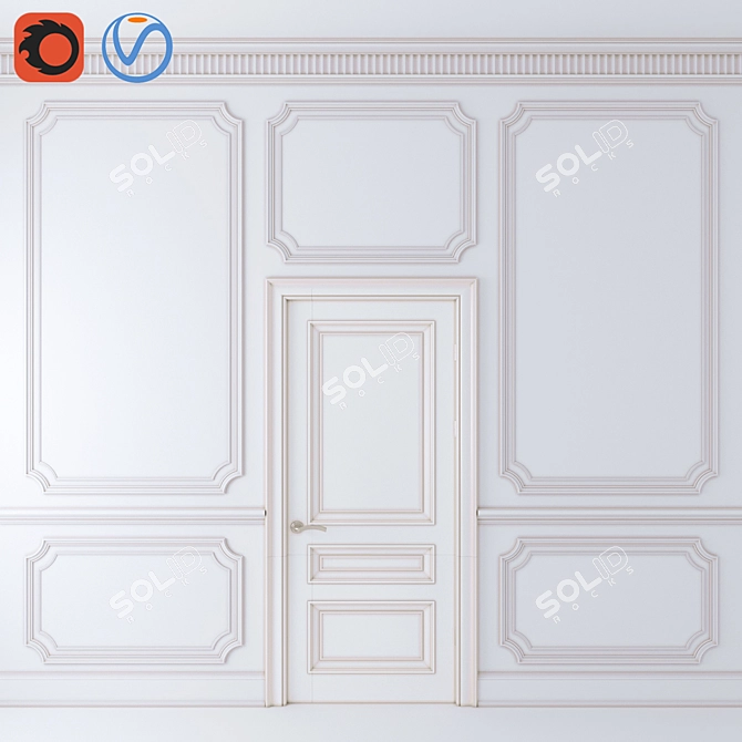 Elegant Embossed Crown Molding 3D model image 1