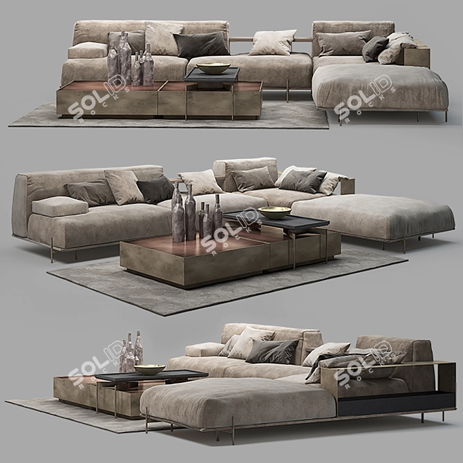 Sleek Soho Sofa Set 3D model image 1