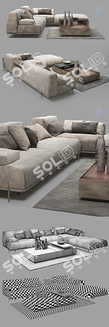 Sleek Soho Sofa Set 3D model image 2