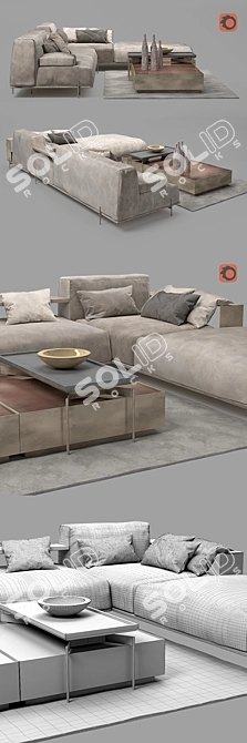 Sleek Soho Sofa Set 3D model image 3