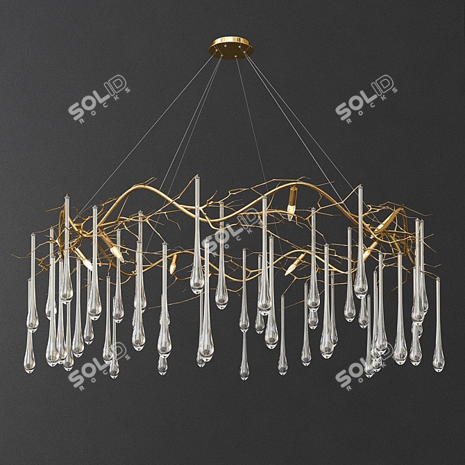 Elegant Brass Tear Chandelier 3D model image 1