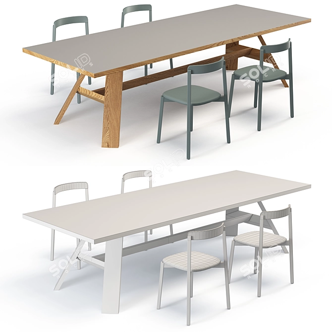 Refectory Renaissance: Artigiano Tables & Alma Chairs 3D model image 2