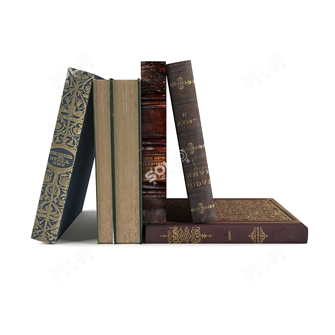 Vintage Leather Bound Book Collection 3D model image 3