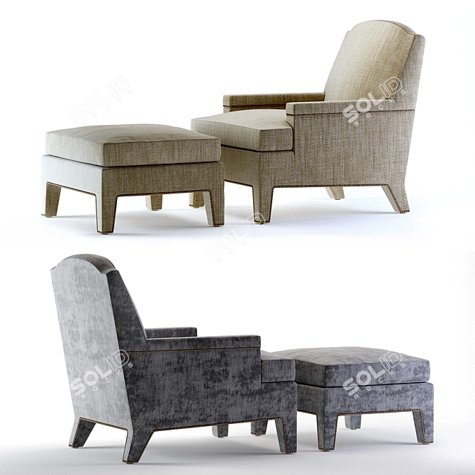 Refillable Hickory Boyd Chair & Ottoman 3D model image 1