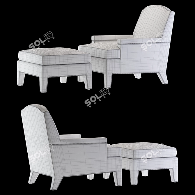 Refillable Hickory Boyd Chair & Ottoman 3D model image 3