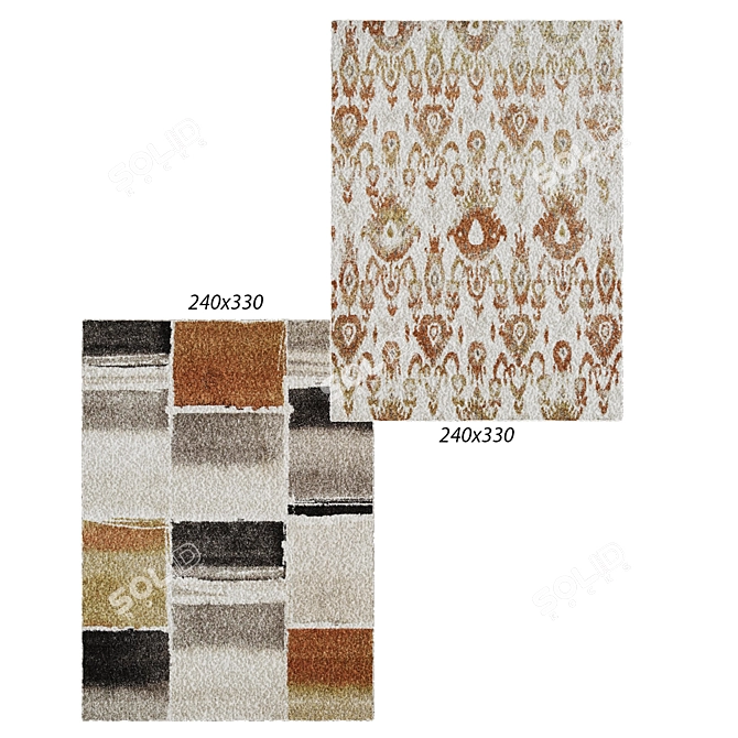 Rust Modern Beige Boston Rugs 3D model image 1