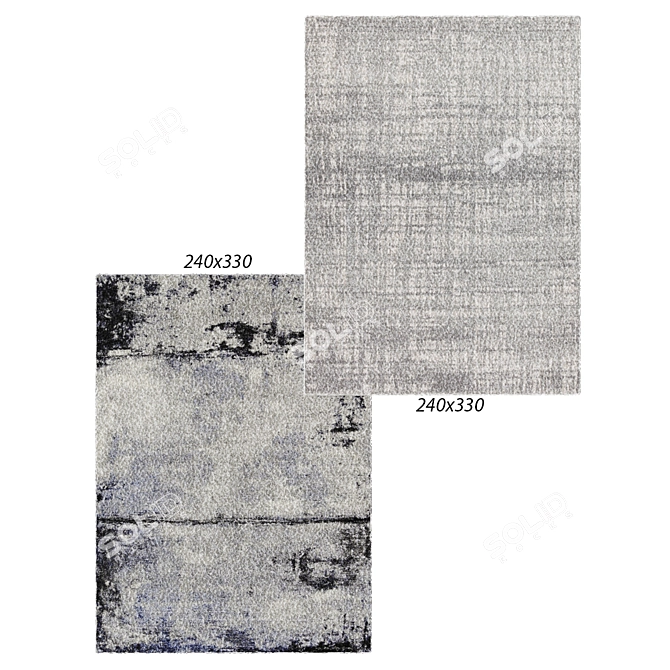 Modern Silver & Grey Boston Rug 3D model image 1