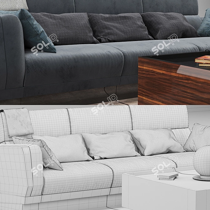 Elegant Senza Fine Sofa & Essence Table 3D model image 3