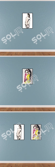 Versatile Wall Painting Set with Frames 3D model image 3