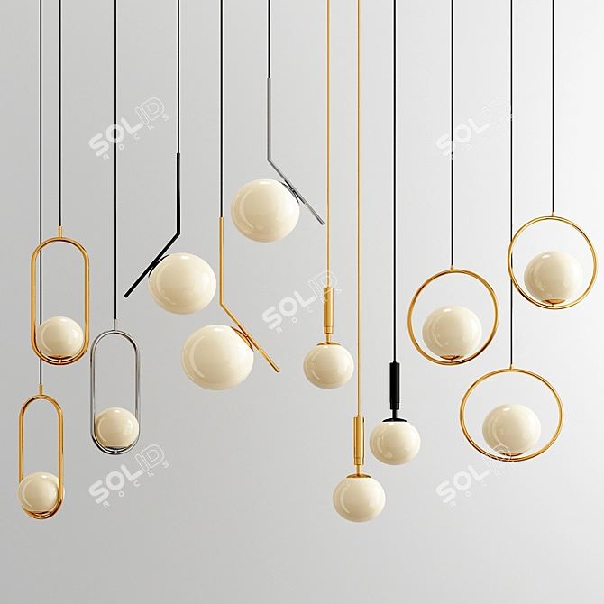 Elegant Ball Charm Pendant Lights 3D model image 1
