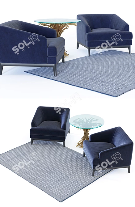 Eichholtz Monterey Armchair Set 3D model image 2