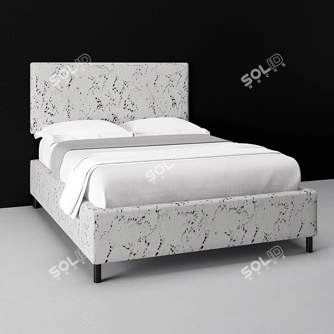 Sleek Square Back Bed: Timeless Elegance 3D model image 1