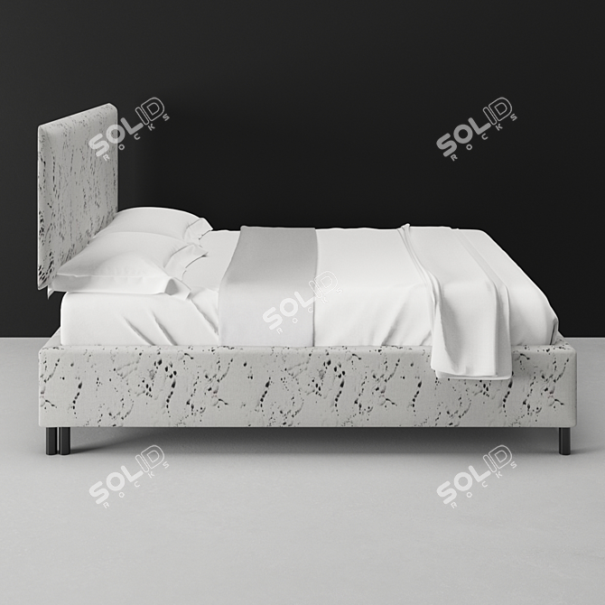 Sleek Square Back Bed: Timeless Elegance 3D model image 2