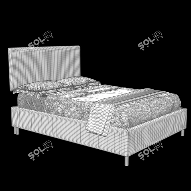 Sleek Square Back Bed: Timeless Elegance 3D model image 3