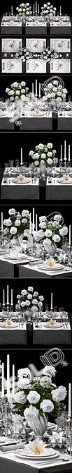 Elegant White Table Setting 3D model image 2