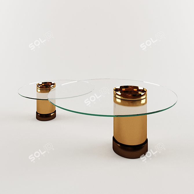 Designer Glass Coffee Table Set 3D model image 1