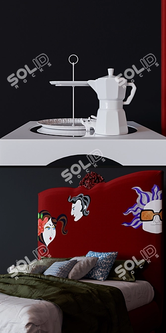 Vibrant Textured Double Bed by Creazioni Samuele 3D model image 2